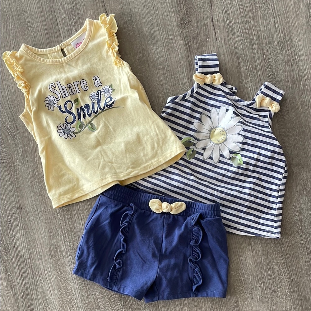 Yellow and Blue Kids Sleeveless Tops Set